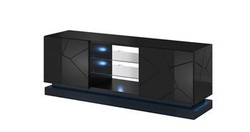 TV-bänk med LED svart högglans 160 QIU