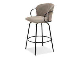 Hocker boucle beige/svart ben SIMON