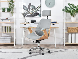 Kontorsfåtölj bok/grå krom ben FRANK