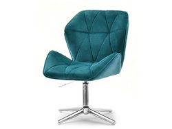 Fåtölj i turkos velour med kromade ben VELO-STATIC