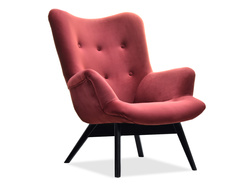 Fåtölj i rödbrun velour svarta ben FLORI
