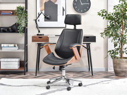 Kontorsfåtölj valnöt/svart krom ben FRANK