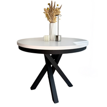 Runt utdragbart bord, diameter 100 cm, svart/vit PASCAL