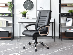 Kontorsfåtölj svart ekologiskt läder förkromade ben DRAG