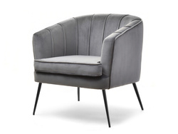 Velourfåtölj grå svarta ben ESTEL