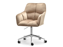 Fåtölj i beige velour med kromade ben ISLA