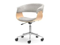 Kontorsfåtölj naturell ek, grå förkromade ben MANZA