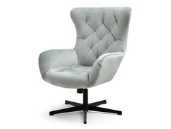 Fåtölj i velour grå/svarta ben ARON