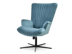 Velour fåtölj marin svart ben ESLA