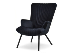 Velourfåtölj svart svart ben LANZA