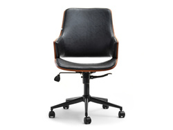 Kontorsfåtölj svart ben svart/valnöt OSCAR