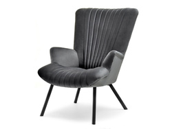 Velour fåtölj grafit svart ben LANZA