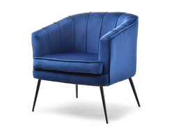 Fåtölj i velour marinblå svart ben ESTEL