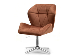 Fåtölj i kopparvelour med kromade ben VELO-STATIC