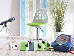 Kontorsfåtölj vit/grön kromade ben FOOT