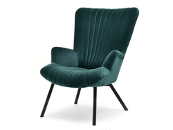 Velourfåtölj grön svarta ben LANZA