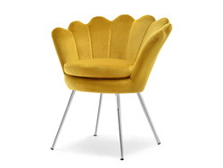 Senapsgul fåtölj kromade ben LAZAR