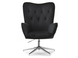 Velour fåtölj svart krom TRINI ben