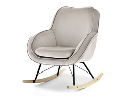 Beige velourfåtölj svarta ben COCO