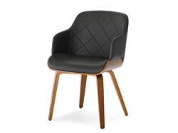 Läderstol ben i svart valnöt SAMBOR