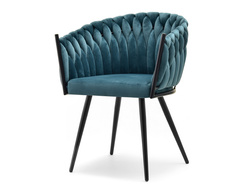 Velourstol blå svarta ben ROSA