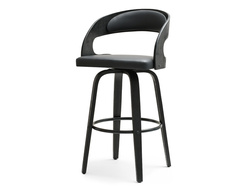 Hocker svart ekologiskt läder svart ben INDUSTRIELL HOCKER