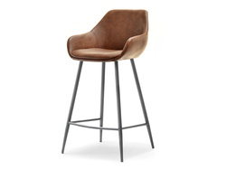 Brunt ekologiskt läder hocker svart ben MIGEL