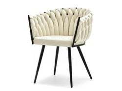 Stol i kritfärgad velour svarta ben ROSA