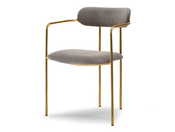 Velourstol beige guldben MALAGA