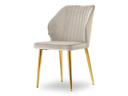Velourstol beige guldben GASPAR