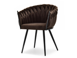 Velourstol brun svarta ben ROSA