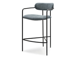 Hocker i grå velour/svarta ben VIDAL