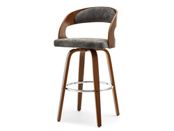 Hocker grå/valnöt kromade ben WELLA HOCKER