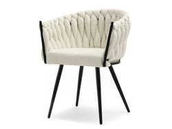 Grädde bouclestol svarta ben ROSA