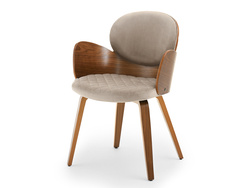 Velourstol beige ben valnöt ARIA