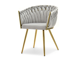 Velourstol grå guld ben ROSA