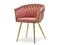 Velourstol puderrosa guld ben ROSA