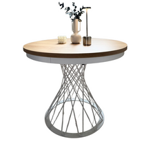 Utdragbart runt bord, 100-140 cm, vit/hickory ek GARDINO