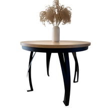 Fällbart matbord 100 cm, runt, svart/hickory ek BUENO