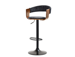 Velour hocker svart/walnut svart ben ROTTO