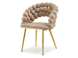 Beige velourstol med gyllene ben LUCY