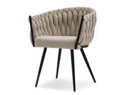 Bouclestol beige svarta ben ROSA