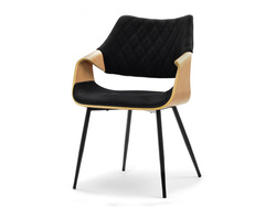 Velourstol svarta ben svart/ek RENZO