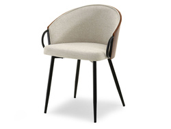 Modern stol valnöt/beige svarta ben ELVIRA