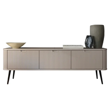 Beige TV-skåp 168 cm, svarta ben CALMA