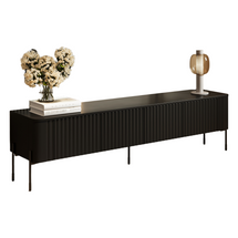 Svart TV-skåp med räfflor 190 cm VICTORIA