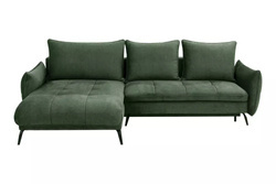 Grønn hjørnesofa med sovefunksjon höger VIGO