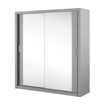 Tvådörrars garderob med spegel 200 cm grå IDEA 16