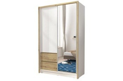 Garderob spegeldörr  130 cm Vit/artisan ek Sara