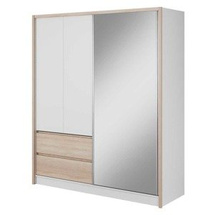 Garderob spegeldörr Sara 200 cm vit/sonoma ek